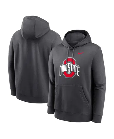 NIKE MEN'S ANTHRACITE OHIO STATE BUCKEYES PRIMETIME EVERGREEN CLUB FLEECE PULLOVER HOODIE