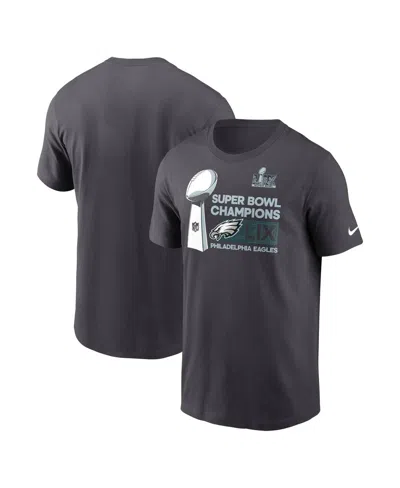 NIKE MEN'S ANTHRACITE PHILADELPHIA EAGLES SUPER BOWL LIX CHAMPIONS TALL LOCKER ROOM TROPHY COLLECTION T-S