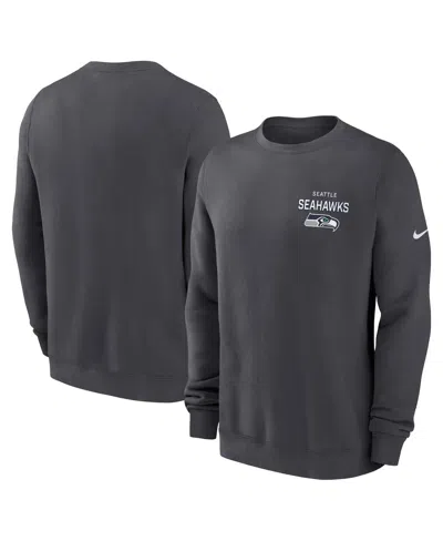 Nike Anthracite Seattle Seahawks Primetime Club Fleece Pullover Sweatshirt In Blue