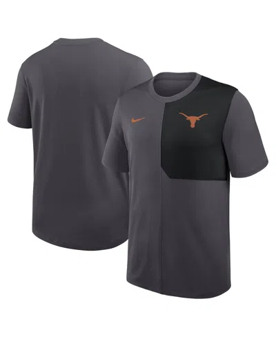 Nike Kids' Men's Anthracite Texas Longhorns 2025 Sideline Uv Performance Coach T-shirt In Black