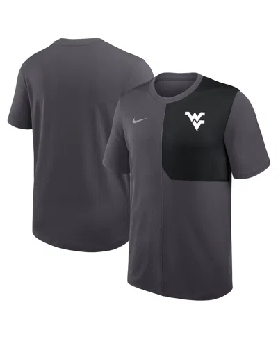 Nike Men's Anthracite West Virginia Mountaineers 2025 Sideline Uv Performance Coach T-shirt In Gray