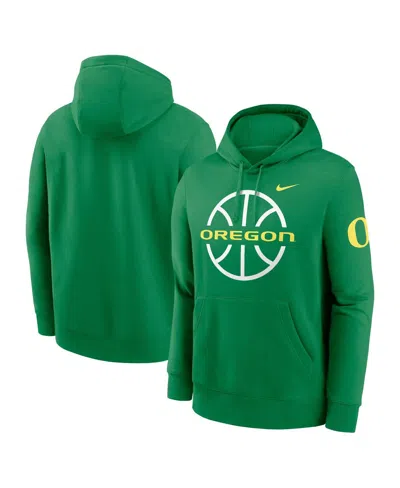 NIKE MEN'S APPLE GREEN OREGON DUCKS BASKETBALL ICON CLUB FLEECE PULLOVER HOODIE
