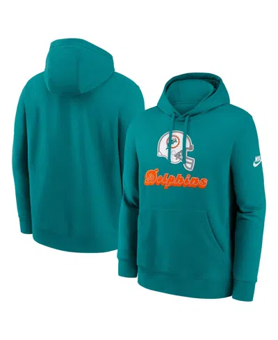 NIKE MEN'S AQUA MIAMI DOLPHINS BEST SEASON REWIND CLUB PULLOVER HOODIE