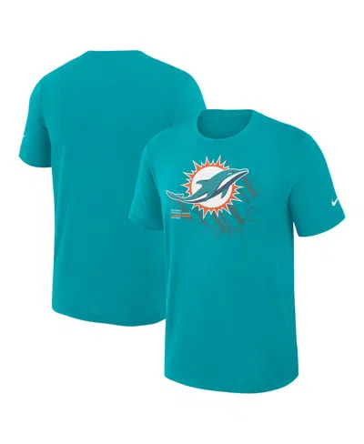 Nike Aqua Miami Dolphins Left End Run Slub Performance T-shirt In Green
