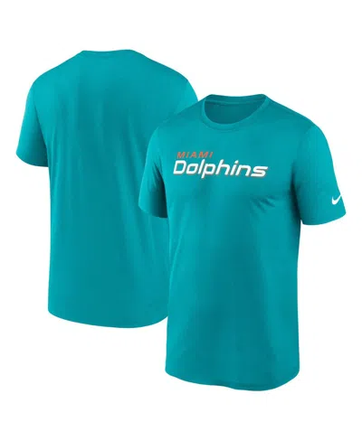 Nike Aqua Miami Dolphins Primetime Wordmark Essential T-shirt In Blue