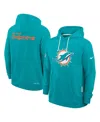 Nike Aqua Miami Dolphins Sideline Initial Home Performance Pullover Hoodie In Blue