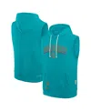NIKE MEN'S AQUA MIAMI DOLPHINS SIDELINE PERFORMANCE SLEEVELESS PULLOVER HOODIE