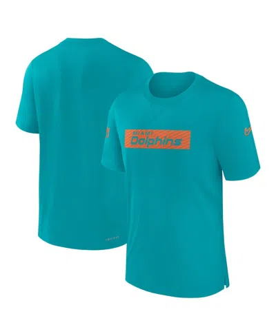 Nike Men's Aqua Miami Dolphins Sideline Player Performance T-shirt