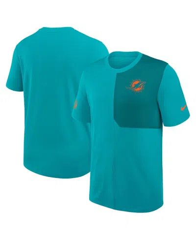Nike Men's Aqua Miami Dolphins Sideline Uv Performance Coach Shirt In Blue