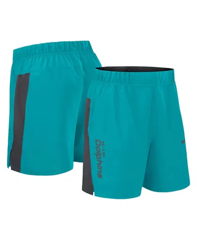 Nike Men's Aqua Miami Dolphins Woven Victory Performance Shorts In Blue