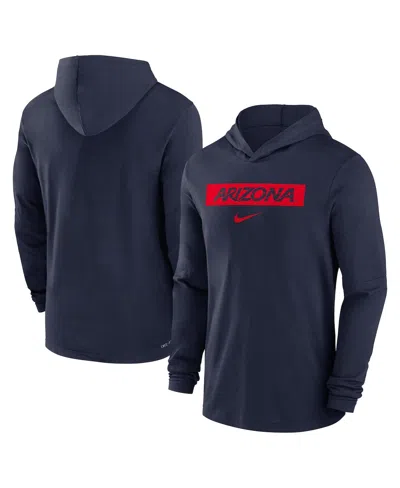 Nike Arizona Wildcats Sideline  Men's Dri-fit College Long-sleeve Hooded Top In Navy