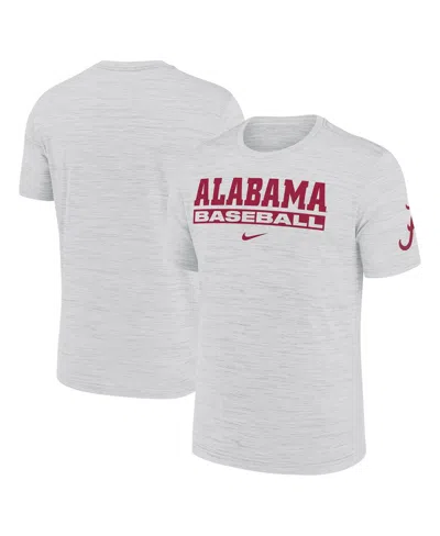 NIKE MEN'S ASH ALABAMA CRIMSON TIDE VELOCITY BASEBALL WORDMARK STACK PERFORMANCE T-SHIRT