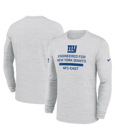 Nike Men's Ash New York Giants Sideline Velocity Performance Long Sleeve T-shirt In Gray