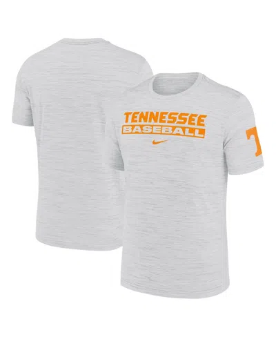 Nike Ash Tennessee Volunteers Velocity Baseball Wordmark Stack Performance T-shirt In White