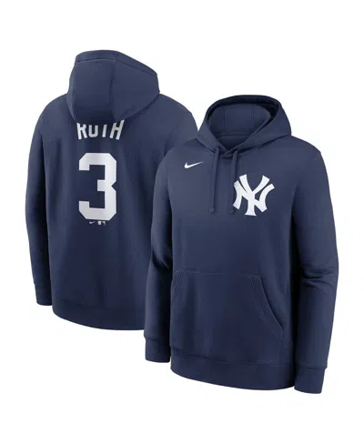 Nike Men's Babe Ruth Navy New York Yankees Retired Player Name Number Club Pullover Hoodie In Blue