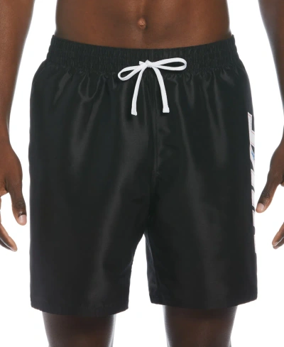 Nike Men's Big Block Logo Volley 7" Swim Trunks In Black