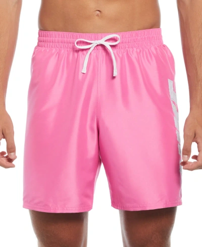 Nike Men's Big Block Logo Volley 7" Swim Trunks In Playful Pink