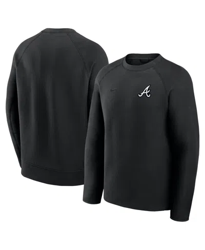 Nike Men's Black Atlanta Braves Tech Fleece Raglan Sweatshirt