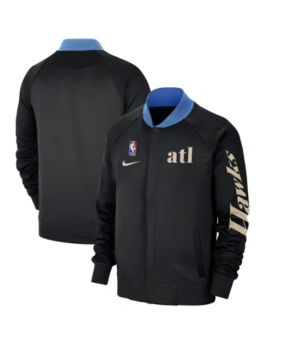 Nike Men's Black Atlanta Hawks 2024/25 City Edition Authentic Showtime Performance Full-zip Jacket In Black,cream