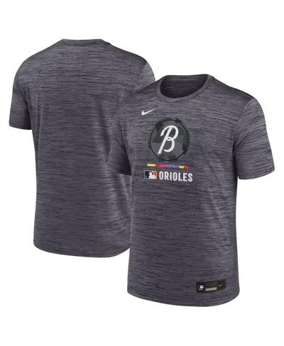 Nike Men's Black Baltimore Orioles 2025 City Connect Authentic Collection Velocity Performance T-shirt In Gray