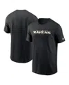 Nike Black Baltimore Ravens Primetime Wordmark Essential T-shirt In Black