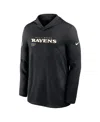 Nike Black Baltimore Ravens Sideline Pure Fury Performance Long Sleeve Hoodie T-shirt In Black