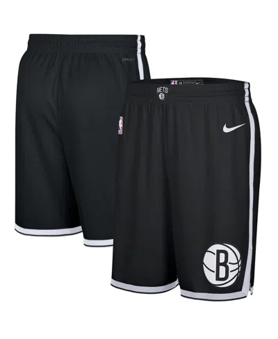 NIKE MEN'S BLACK BROOKLYN NETS 2024/25 ICON EDITION PERFORMANCE SWINGMAN SHORTS