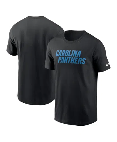 NIKE MEN'S BLACK CAROLINA PANTHERS PRIMETIME WORDMARK ESSENTIAL T-SHIRT