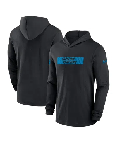 Nike Men's Black Carolina Panthers Sideline Hoodie Performance Long Sleeve T-shirt