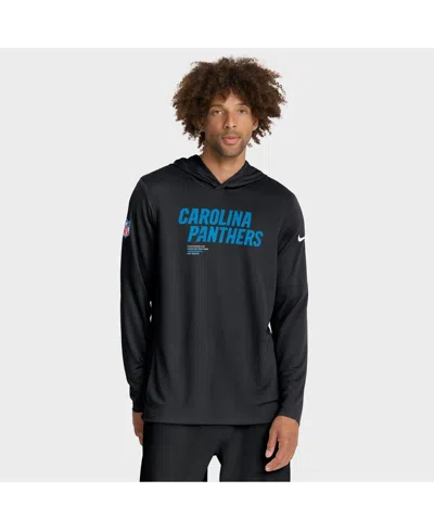 Nike Black Carolina Panthers Sideline Pure Fury Dri-fit Long Sleeve Hoodie T-shirt