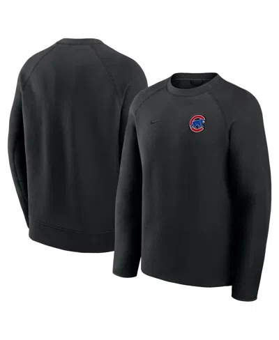 Nike Men's Black Chicago Cubs Tech Fleece Raglan Sweatshirt