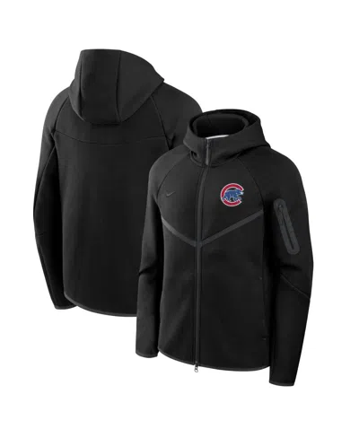 Nike Men's Black Chicago Cubs Tech Fleece Windrunner Full-zip Hoodie Jacket