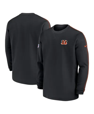 Nike Men's Black Cincinnati Bengals 2024 Sideline Coaches Long Sleeve Top In Black,orange