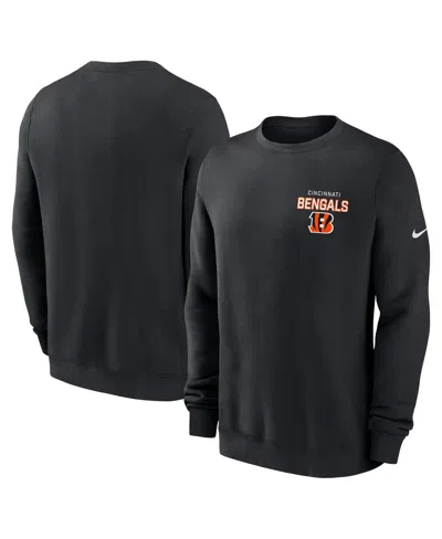 Nike Men's Black Cincinnati Bengals Primetime Club Fleece Pullover Sweatshirt In Gray