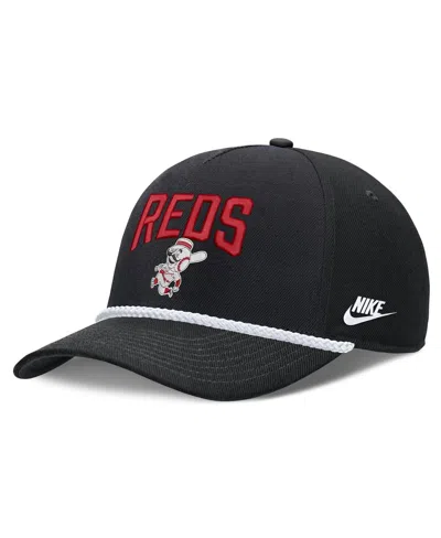 Nike Men's Black Cincinnati Reds Cooperstown Rise Adjustable Hat