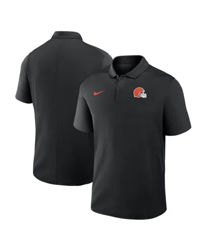 Nike Men's Black Cleveland Browns Dri-fit Victory Polo Shirt In Blue