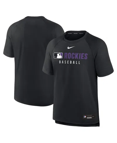 Nike Men's Black Colorado Rockies Authentic Collection Pregame Raglan Performance T-shirt