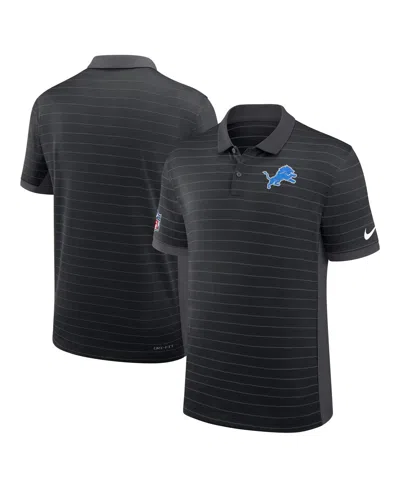 Nike Men's Black Detroit Lions Sideline Victory Stripe Performance Polo Shirt