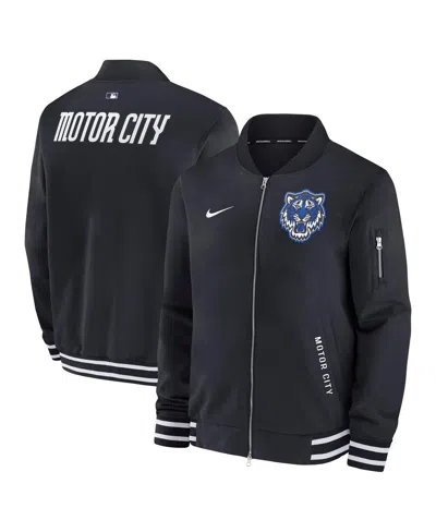 Nike Men's Black Detroit Tigers Authentic Collection City Connect Full-zip Bomber Jacket