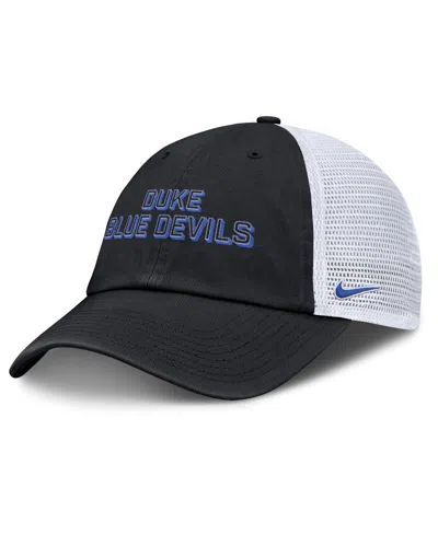 NIKE MEN'S BLACK DUKE BLUE DEVILS 2025 GAMEDAY ON-FIELD CLUB ADJUSTABLE TRUCKER HAT