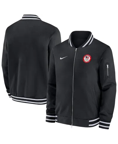 Nike Men's Black Full-zip Bomber Jacket