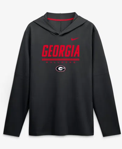 Nike Men's Black Georgia Bulldogs 2026 Sideline Lightweight Dri-fit Long Sleeve Hooded Sweatshirt