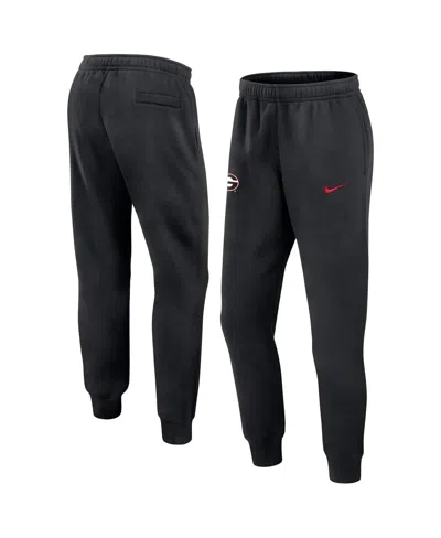 Nike Men's Black Georgia Bulldogs Sideline Club Fleece Joggers In Black,red