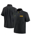 Nike Men's Black Iowa Hawkeyes 2024 Sideline Coach Short Sleeve Half-zip Hoodie Jacket In Black,gold