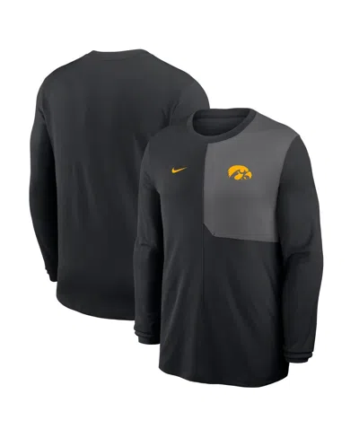 Nike Black Iowa Hawkeyes 2025 Sideline Coach Uv Performance Long Sleeve T-shirt