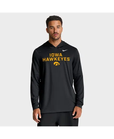 Nike Black Iowa Hawkeyes 2025 Sideline Performance Long Sleeve Hoodie T-shirt