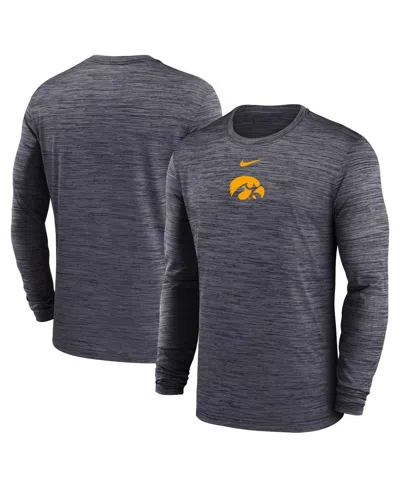 Nike Kids' Men's Black Iowa Hawkeyes 2025 Sideline Velocity Performance Long Sleeve T-shirt