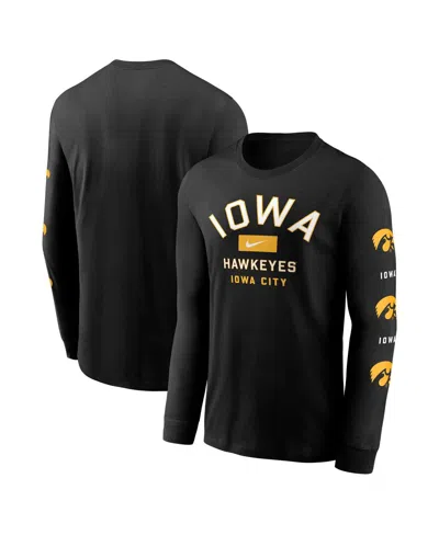 NIKE MEN'S BLACK IOWA HAWKEYES CLASSIC LOCATION LONG SLEEVE T-SHIRT