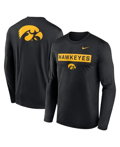 NIKE MEN'S BLACK IOWA HAWKEYES PRIMETIME CAMPUS 2-HIT LEGEND LONG SLEEVE T-SHIRT