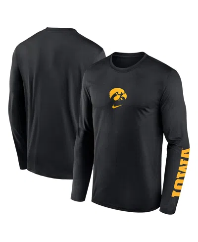 Nike Men's Black Iowa Hawkeyes Primetime Center Lockup Two-hit Legend Long Sleeve T-shirt